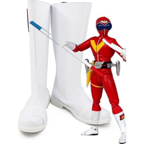 Himitsu Sentai Gorenger Akaranger Cosplay Boots White Shoes Custom Made Any Size Super Sentai Cosplay