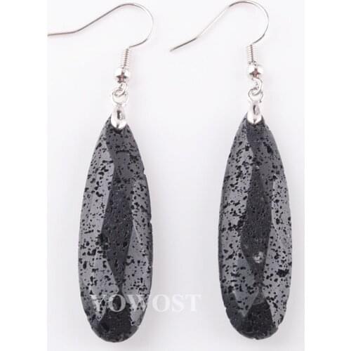 Natural Stone Turquoise Earrings Reiki Beads Dangle Hook Drop Earring Vintage Polygon for Female Jewelry Gift QR3202