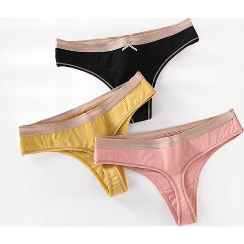 Sexy Cotton Women Thongs Panties Fashion Soft Solid Bow Seamless G-String For Women Underwear Female Lingerie Briefs Underpants