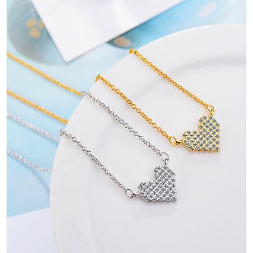 Womens LOVE Zircon Heart Pendants And Necklaces 925 Sterling Silver Female Wedding Party Fashion Jewelry 2021 Gift GaaBou