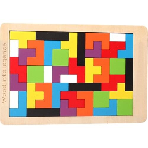 1PC Colorful Wooden Tangram 3D Puzzle Math Toys Game Children Preschool Intellectual Educational Kids Toy