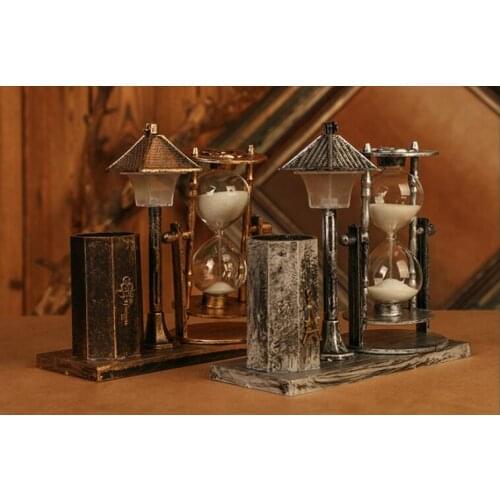1PC Sand Glass Road Street Light Model Decor Miniature Plastic Night Light Craft Pen Holder Home Decor Study Kids KN 054