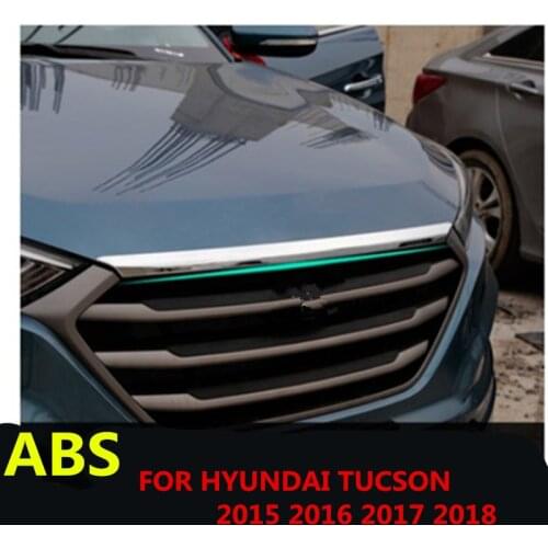 1PCS ABS plating FOR HYUNDAI TUCSON 2015 2016 2017 2018 CHROME FRONT HOOD BONNET GRILL LIP MOLDING COVER TRIM BAR GARNISH MESH