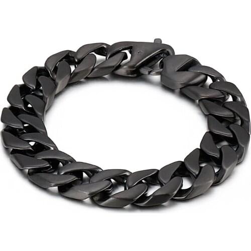 15mm 7.2 inch casting stainless steel Curb Link Chain Bracelet Bangle Fashion Mens Women Jewelry birthday gifts