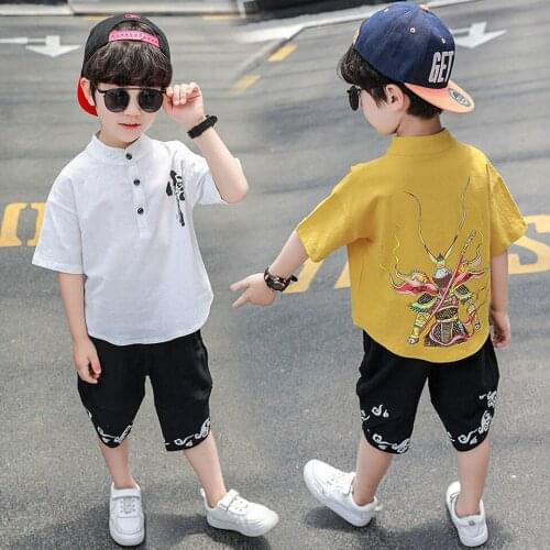 2 Colors Toddler Baby Boys Clothes Sets Top Short Sleeve+Short Pants Summer Boys Outfits Set For 18M 2 3 4 5 6 8 Yrs Little Boy