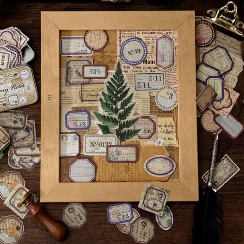 40PCS Vintage Label Collection Box Series Stickers DIY Scrapbook Base Collage Phone Computer Diary Album Gift Seal Decoration