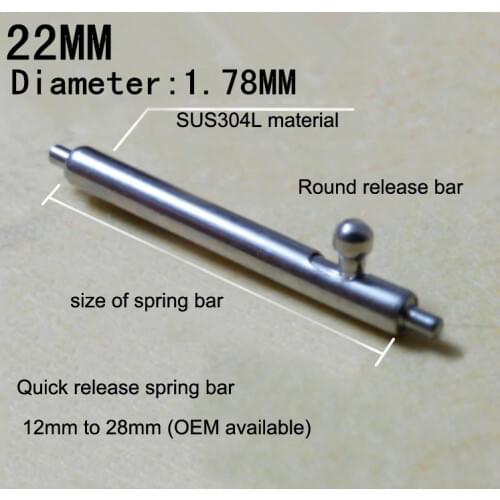 50PCS / lot 22MM Switch spring bar watch repair tools & kits spring bar watch repair parts 304 Stainless steel watch pin