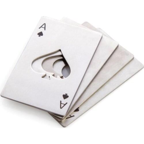 8Pcs Stainless Steel Poker Playing Card Ace of Spades Bar Tool Soda Beer Bottle Cap Opener Gift Home Decor Compact