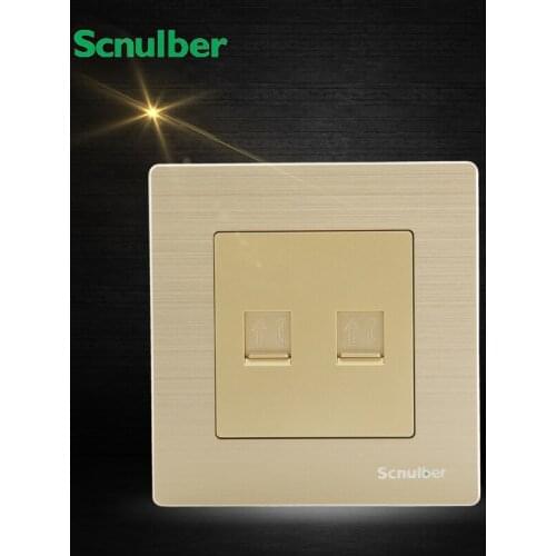 86mm champagne metal brush finish double telephone adapter RJ11 4p wall switch socket