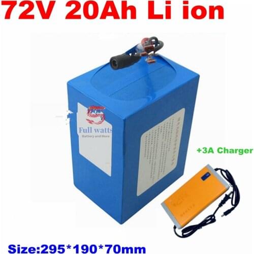 72v electirc bicycle battery 72v 20ah lithium ion battery pack 72v 20ah 1500w 2000w electric scooter e-bike + 3A charger