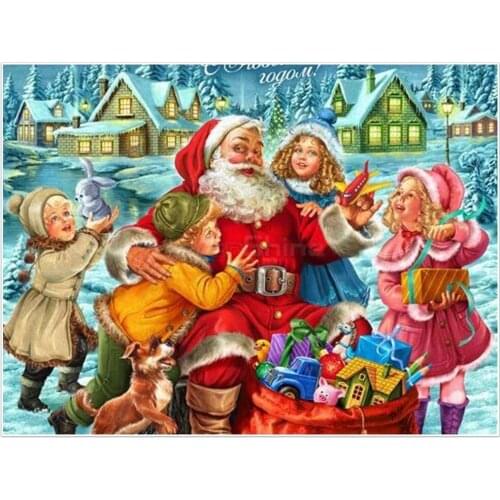 Diamond Mosaic Full Squarer/Round Diamond Embroidery Dog 5D Diamond Painting Santa Claus Rhinestone Decor DIY Paintings gift K17