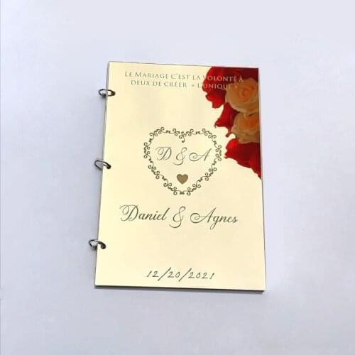 Fast delivery Different Styles Custom Wedding Signature Guest Book Personalized Mirror Cover Empty White Blank Pages Pary Decor