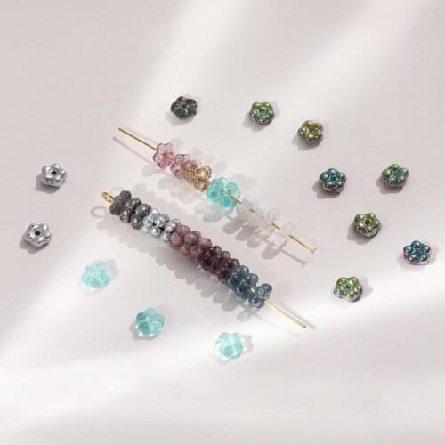 Czech glass vintage plum flowers small beads diy hand-haired jewelry earring accessories material