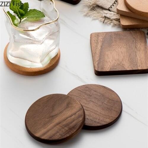 Wooden Storage Tray Teacup Coaster Key Jewelry Storage Tray Round Square Insulation Pad Home Living Room Desktop Storage Tool
