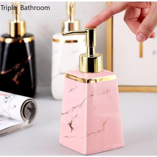 Nordic Liquid Soap Dispenser Ceramic Portable Shower Gel Shampoo Dispensing Bottle Empty Pump Bottle Bathroom Accessories