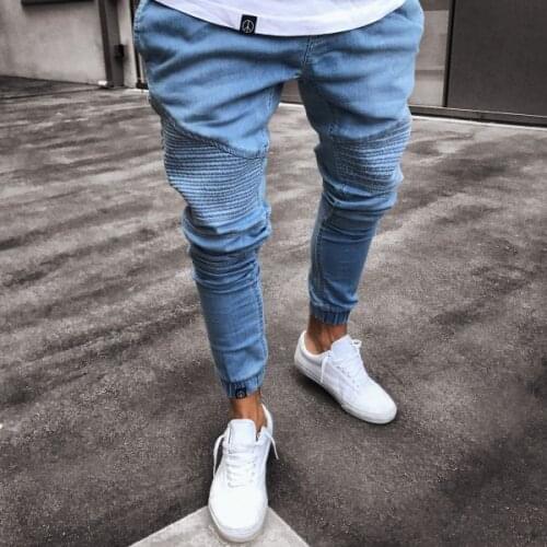 Jeans Men Streetwear Boyfriend Slim Pencil Pants Solid Autumn Winter Skinny Jean Hip Hop Goth Clothes Plus Size Denim Trousers