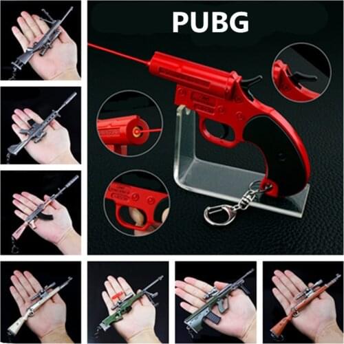 Game PUBG Playerunknowns Battlegrounds Cosplay Props 18 Style Sniping Rifle Gun Metal Keychain Pendant Toy 6Pcs/Set Wholesale