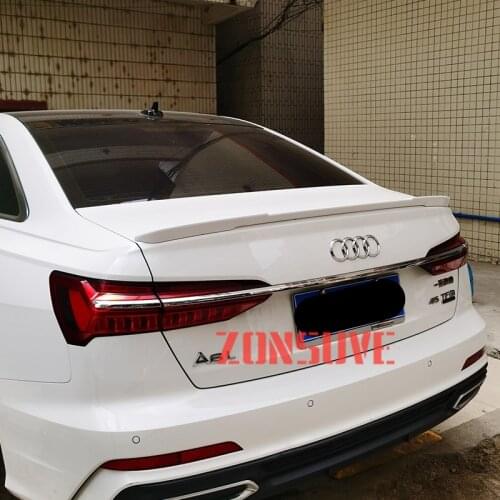 Use For NEW Audi A6 C8 2019 2020 2021 Spoiler ABS Plastic Carbon Fiber Look Rear Trunk Wing Car Body Kit Accessories