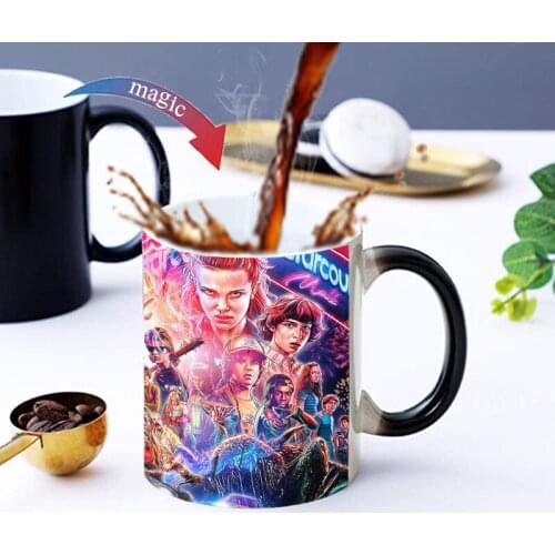 11oz Creative Stranger Things Ceramic Color Changing Cup, Breakfast Coffee Cow Milk Tea Cup, Magic Lovely Fun Birthday Gift