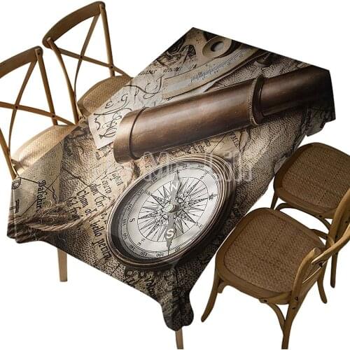 Compass Old Map Ocean Tablecloth Kitchen Dining Party Holiday Decor