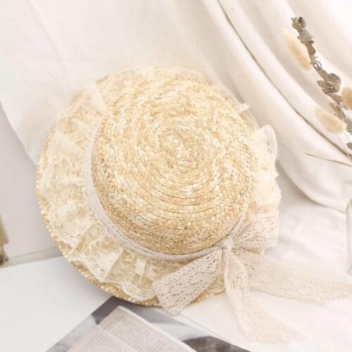 Fashionable Summer Sun Hats New Ladies Women Casual Bowknot Lace Ribbon Straw Hats Visor Cap For Holiday Seaside