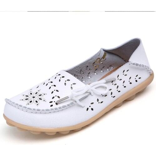Womens Shoes Fashion Women Flats Genuine Leather Loafers Womens Moccasins Flats Ladies Shoes Female Slip On Ballet Flat Shoes
