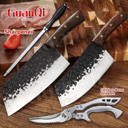 Stainless Steel Cleaver Knife Hammer Stainless Steel Chefs Chopper Cooking Knives Chef Knife Chicken Bone Scissors Sharpener
