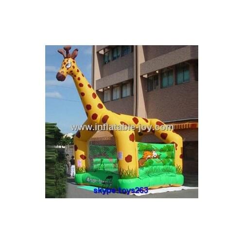 Animal design giraffe inflatable bouncy castle for sale, giraffe air jumper for children, durable professional inflatable castle