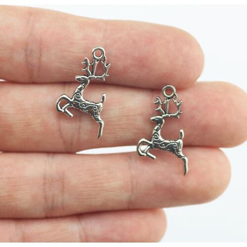 Newness 30 Pieces 25*23mm Mixed Alloy Antique Silver Color Sika Deer Charms Keychain Pendant Accessory For DIY Jewelry Making