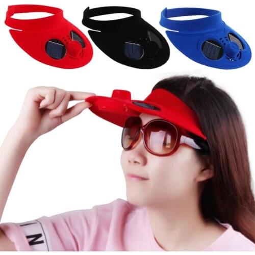 NEW Women Men Summer Camping Fishing Baseball Cap Hat with Solar Power Cooling Fan