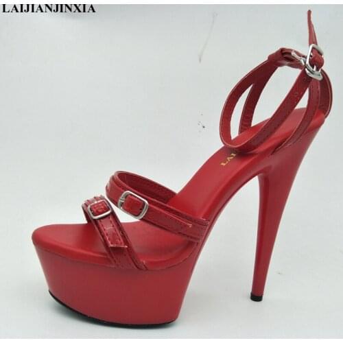 New style, bare feet with high-heeled sandals, transparent 15cm sexy model runway shoes, pole dancing shoes