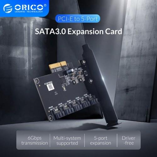 ORICO PCI-E to 5-Port SATA3.0 Expansion Card PCI-E X4 Slot Support 6Gbps PCI-E to SATA Adapter HUB