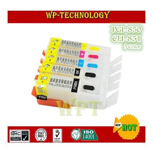 Empty Refill cartridge suit for PGI850 CLI851 ,suit for Canon IP7280 MG5480 MX928 MX728 MG6400 MG5580 ,5color with ARC chips