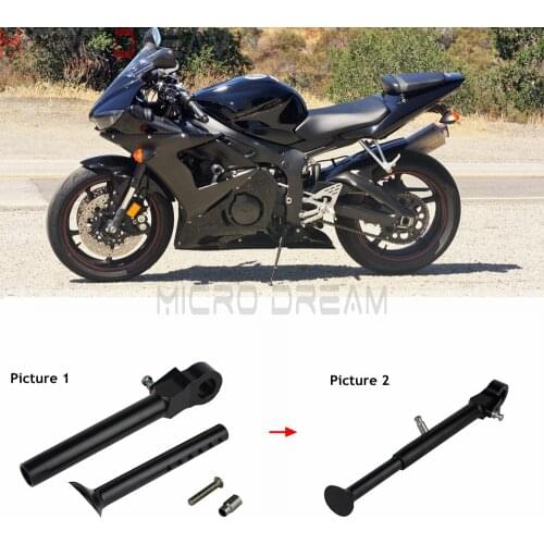 Adjustable CNC Aluminum Motorcycle Kickstand Parking Rack Support Side Stand For Yamaha YZF R1 98-08 YZF R6 99-05 YZF R6S 99-10