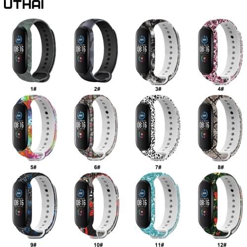 For Xiaomi Mi Band 6 5 4 3 Watch Band Smart Printed Dazzling Color Silicone Bracelet Strap For mi band 6 4 Wristband UTHAI S23
