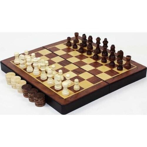 Chess Game Entertainment Chess Set Wooden Checker Board Checkers Two-in-one Solid Wood Pieces Folding Chess Board High-end