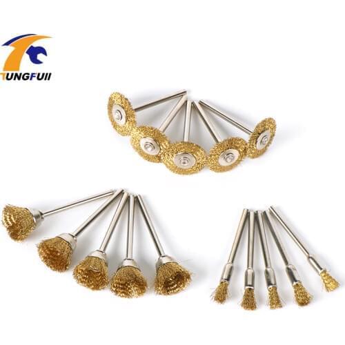Tungfull 15pcs Brush Wire Wheel Brushes For Die Grinder Rotary Electric Tool Engraver Dremel Accessories Metalworking