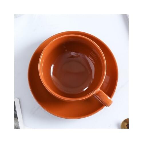 Wide Mouth Large Capacity Fancy Coffee Cup Ceramic European Card Cloth Cup And Saucer Latte Pull Flower Large Coffee Drinkware