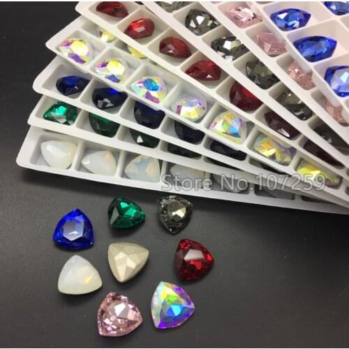 Topstone 12mm Colors K9 Crystal Fat Triangle Fancy Stones Pointback Glass Crystals Rhinestones for Jewelry Making