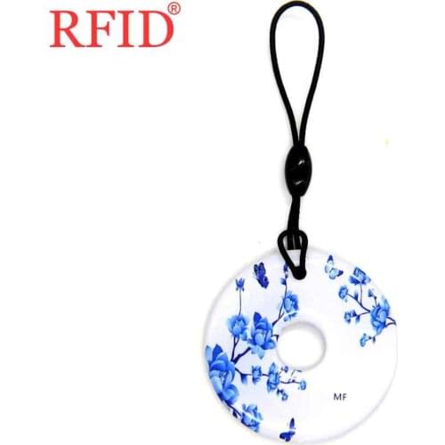 UID S50 1K 13.56Mhz Changeable Rewritable NFC Badge Keychain Key Tags RFID Circular Dropping Glue Waterproof Keychain IC Card 1