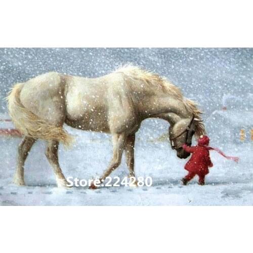 Needlework,For embroidery,DIY Girl and horse animal snow 14ct Cross stitch kits,Art Pattern counted Cross-Stitching decor