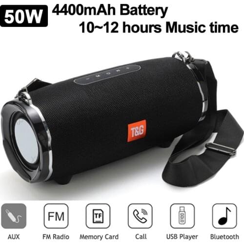 High power 50W 4400mAh wireless waterproof bluetooth speaker outdoor speaker bar music center subwoofer 3D stereo support USB/FM