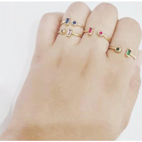 CCFJOYAS Purple/Blue/Green/Rose red color Zircon 18K Gold Plated Open Rings for Women Simple Cute Gold cololr Wedding Rings 2021