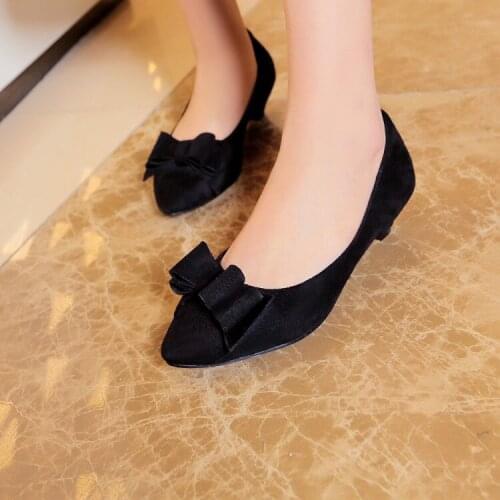 Oversized 12 13 14 15 16 17ladies high heels women shoes woman pumps Suede tip, shallow legging, butterfly knot, horseshoe heel