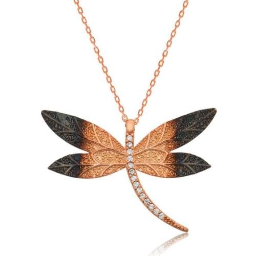 Real Silver 925 Jewelry Silver Dragonfly Women Necklace