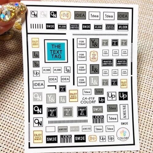 1 Sheet English Letter Nail Art Stickers Black/White/Gold Alphabet Adhensive Accessaries Slider Manicure Decal Decorations SK-27