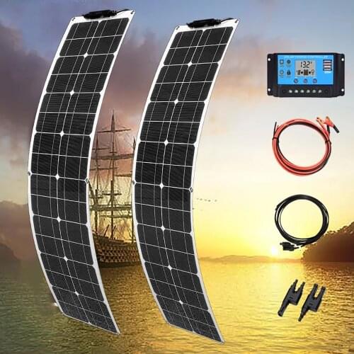 Xinpuguang flexible solar panel 50w 100w system 12v battery charger monocrystalline Photovoltaic 12v/24v controller for car boat