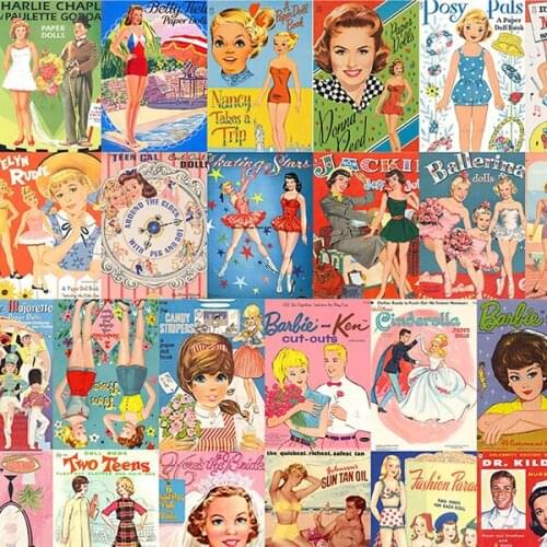 18PCS vintage girl Stickers Crafts And Scrapbooking stickers kids toys book Decorative sticker DIY Stationery