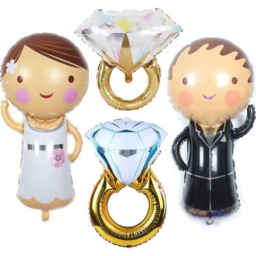 2pcs Couple Ring Balloon Diamond Rose Gold Bride to Be Balloon Letter Balloon Bridal Shower Wedding Engagement Decoration