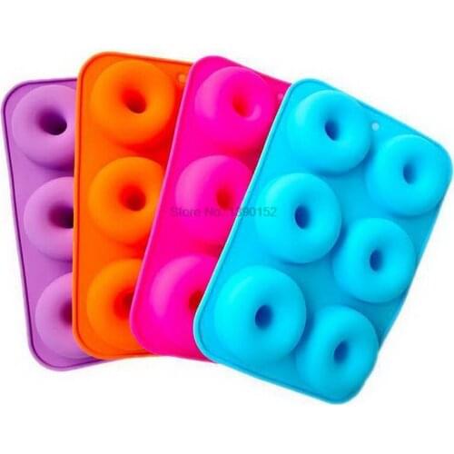 200pcs 6 Holes Donut Baking Silicone Cake Mold Chocolate Model Biscuit DIY Food Handmade Soap Fragrance Mold
